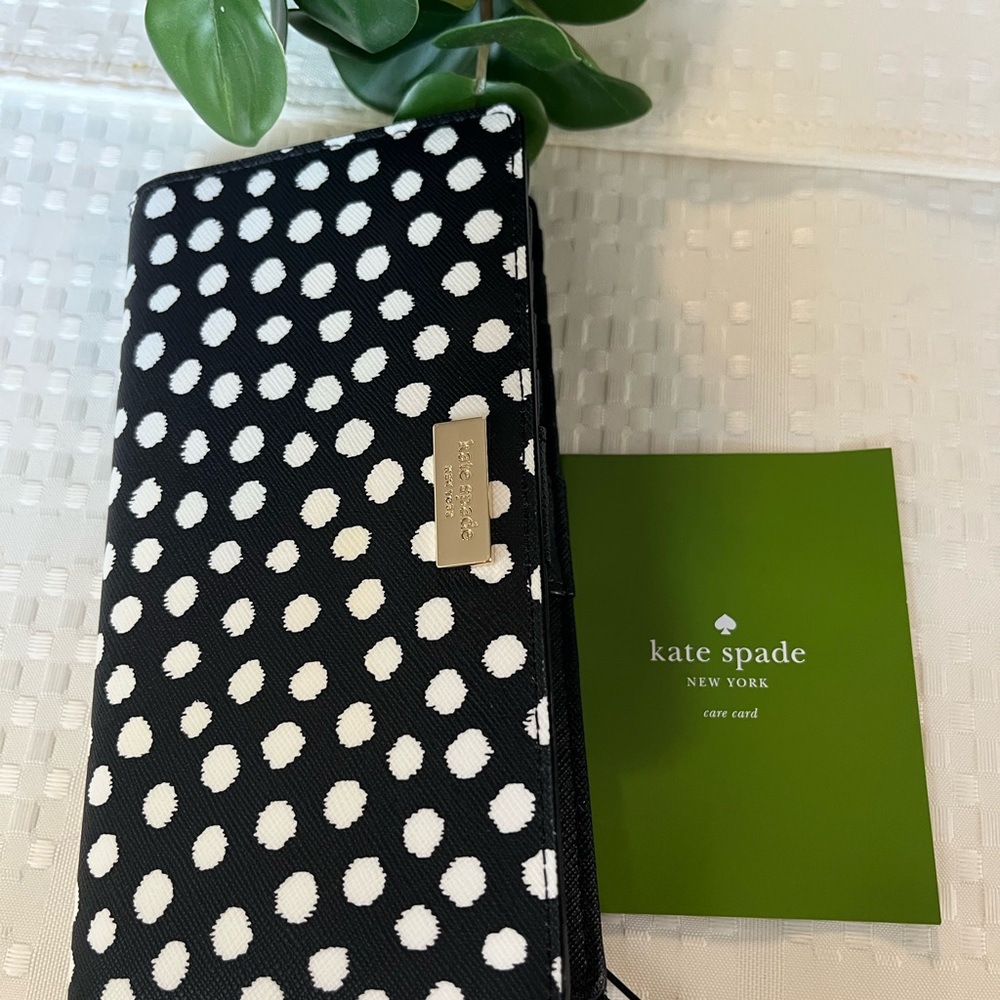 Kate Spade Black Leather Wallet with Gold Accents